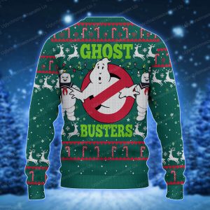 A Green Ugly Christmas Sweater With Ghostbusters On It