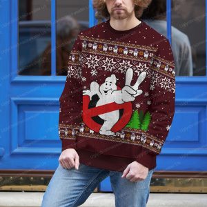 Ghostbusters Logo With Marshmallow Man Pattern Ugly Sweater