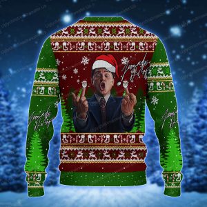 Leonardo DiCaprio Santa Claus Style Wolf Of Wallstreet Crimson Red And Deep Blue Ugly Christmas Sweater