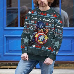 Cute Captain America Shield Marvel Avengers Christmas Sweater