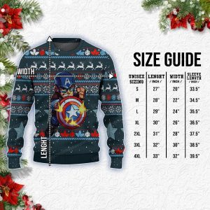 Cute Captain America Shield Marvel Avengers Christmas Sweater