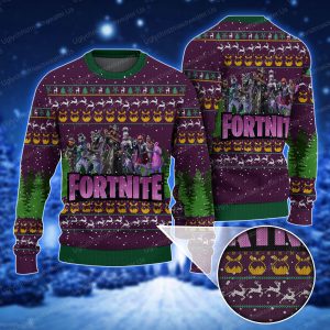 Fortnite Season 6 Logo Pattern Purple Bold Color Ugly Christmas Sweater