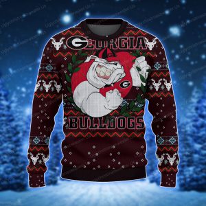 Funny Georgia Bulldogs Laurel Wreath Ugly Sweater Classic Black And Red 1 Uglychristmassweater.us 2023