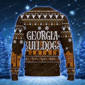 Georgia Bulldogs Logo With Super Bowl Ugly Sweater Brown And Bold Yellow