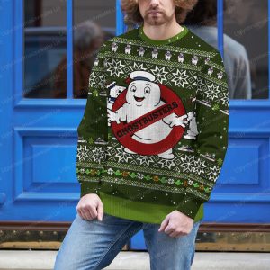 Ghostbusters Dark Green Spooky Style Ugly Christmas Sweater