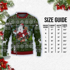 Ghostbusters Gift Box Style Dark Green And Crimson Red Ugly Christmas Sweater