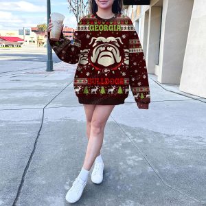 Pride Georgia Bulldogs Ugly Christmas Sweater Crimson Red And White