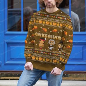 Happy Thankgiving With Chicken Pumkin Pattern Xmas Sweater