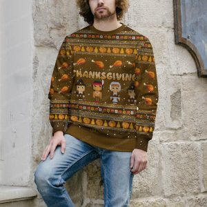 Happy Thankgiving With Chicken Pumkin Pattern Xmas Sweater