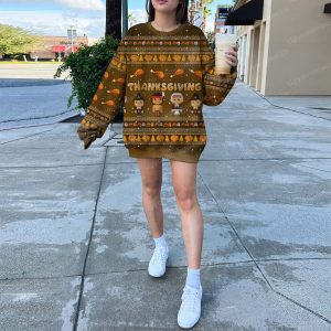 Happy Thankgiving With Chicken Pumkin Pattern Xmas Sweater