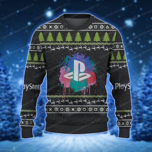 Play Station Retro Black Xmas Holiday Ugly Sweater