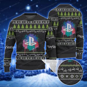 Play Station Retro Black Xmas Holiday Ugly Sweater