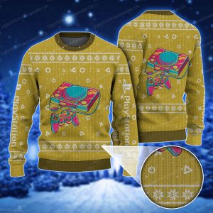 Playstation 5 Logo Yellow Snowflakes Pattern Ugly Sweater