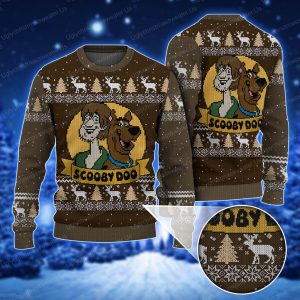 Scooby Doo And Shaggy Brown Reindeer Pattern Holiday Sweater