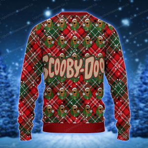 Scooby-Doo Logo Caro Red And Green Pattern Ugly Sweater