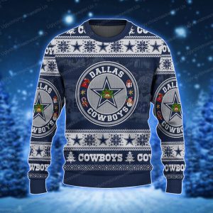 Dallas Cowboys Round Logo Santa Hat Ugly Xmas Sweater