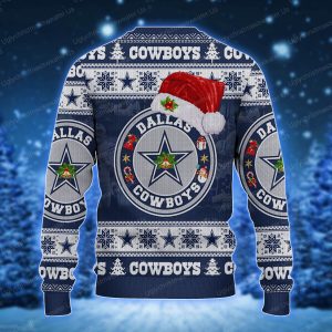 Dallas Cowboys Round Logo Santa Hat Ugly Xmas Sweater