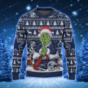 Grinch Snowman Dallas Cowboys Football And Helmet Ugly Xmas Sweater