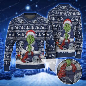 Grinch Snowman Dallas Cowboys Football And Helmet Ugly Xmas Sweater