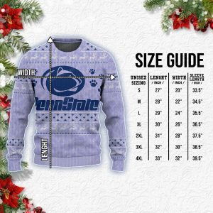 Light Purple Penn State’s Logo And Paw Ugly Xmas Sweater