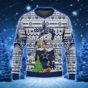 Peanut Snoopy Christmas Dallas Cowboys Logo Pattern Ugly Sweater 1 - Uglychristmassweater.us