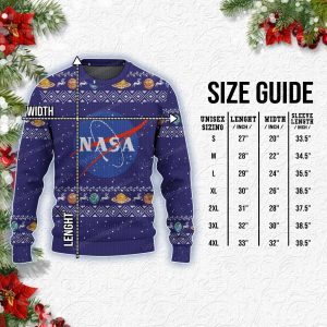 Purple Nasa Logo With Moon Rocket Astronaut Pattern Ugly Xmas Sweater