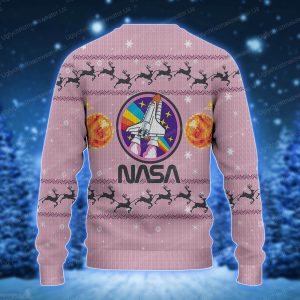 Pink Nasa Ugly Sweater With Moon Logo And Astronaut Delight