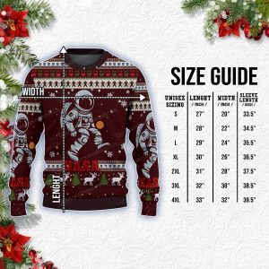 Red And White With Nasa ElementsLogo Rocket Astronaut And Quirky Christmas Ugly Sweater